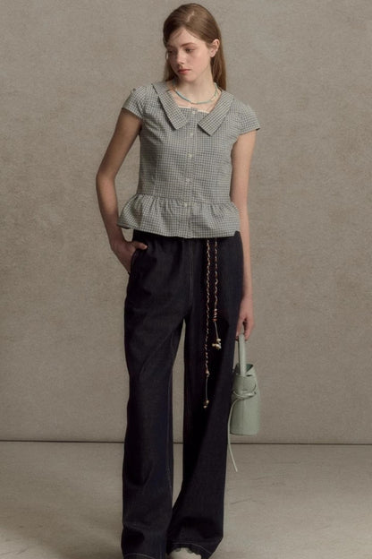 Summer Plaid Sleeve Top