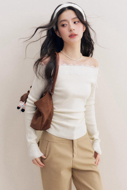 Lace Paneled Wide Pants