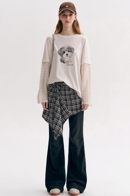 Casual Layered Real Two Plaid Jeans