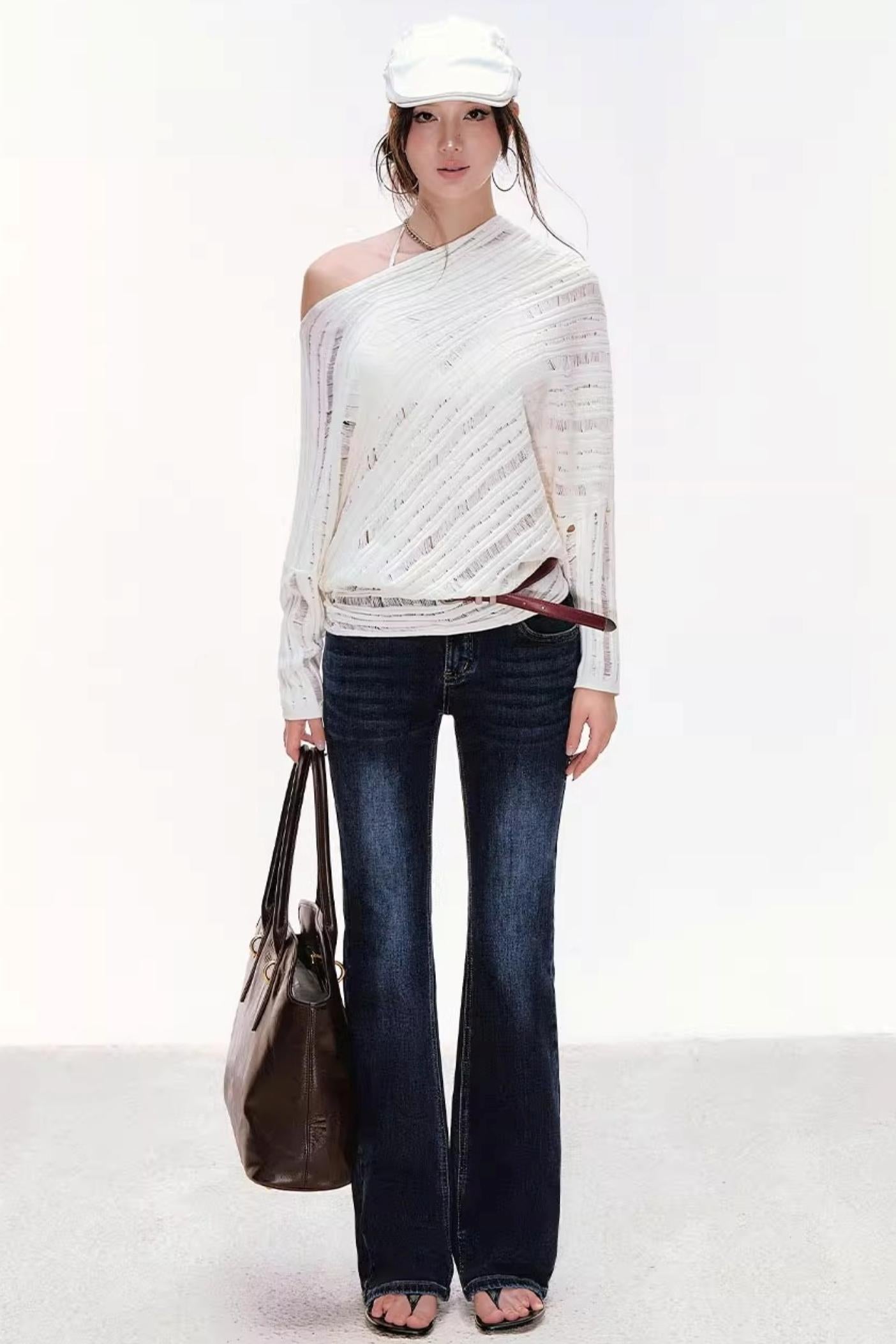 One-Shoulder Knitted Sweater