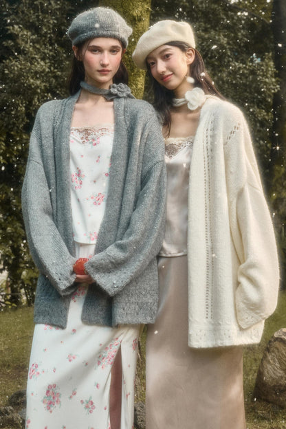 Fluffy Wool Long Cardigan