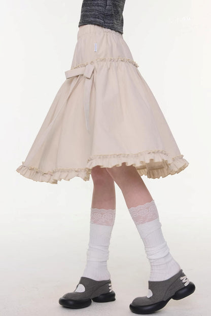 Vintage Bow-Knot Midi Skirt