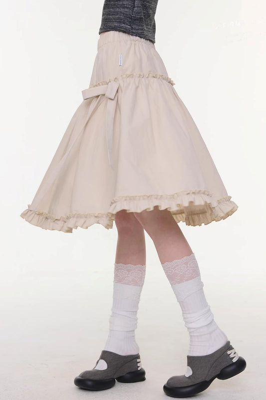 Vintage Bow-Knot Midi Skirt