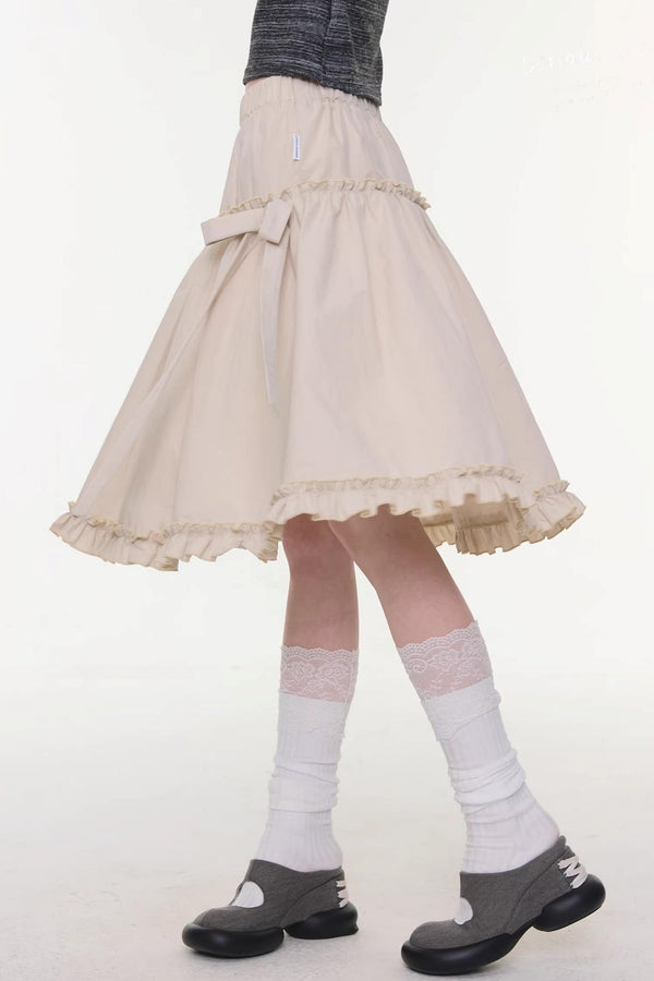 Vintage Bow-Knot Midi Skirt