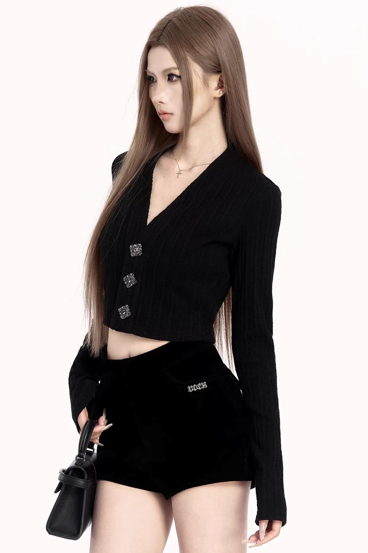 Wide-Textured Button Cardigan Top