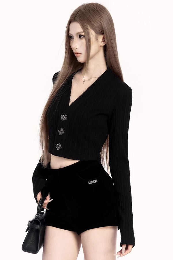 Wide-Textured Button Cardigan Top