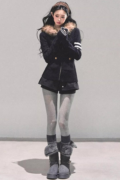 American-Style Hooded Knit Sweater