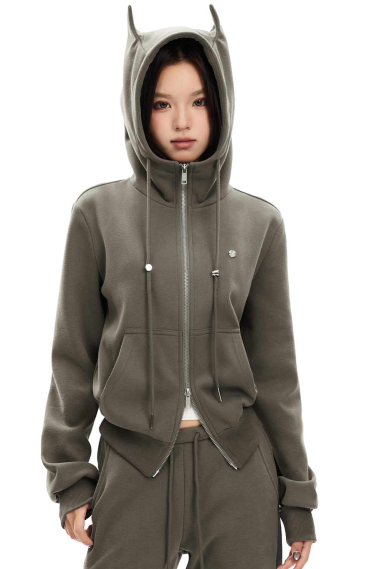 Double Zipper Short Hooded Jacket