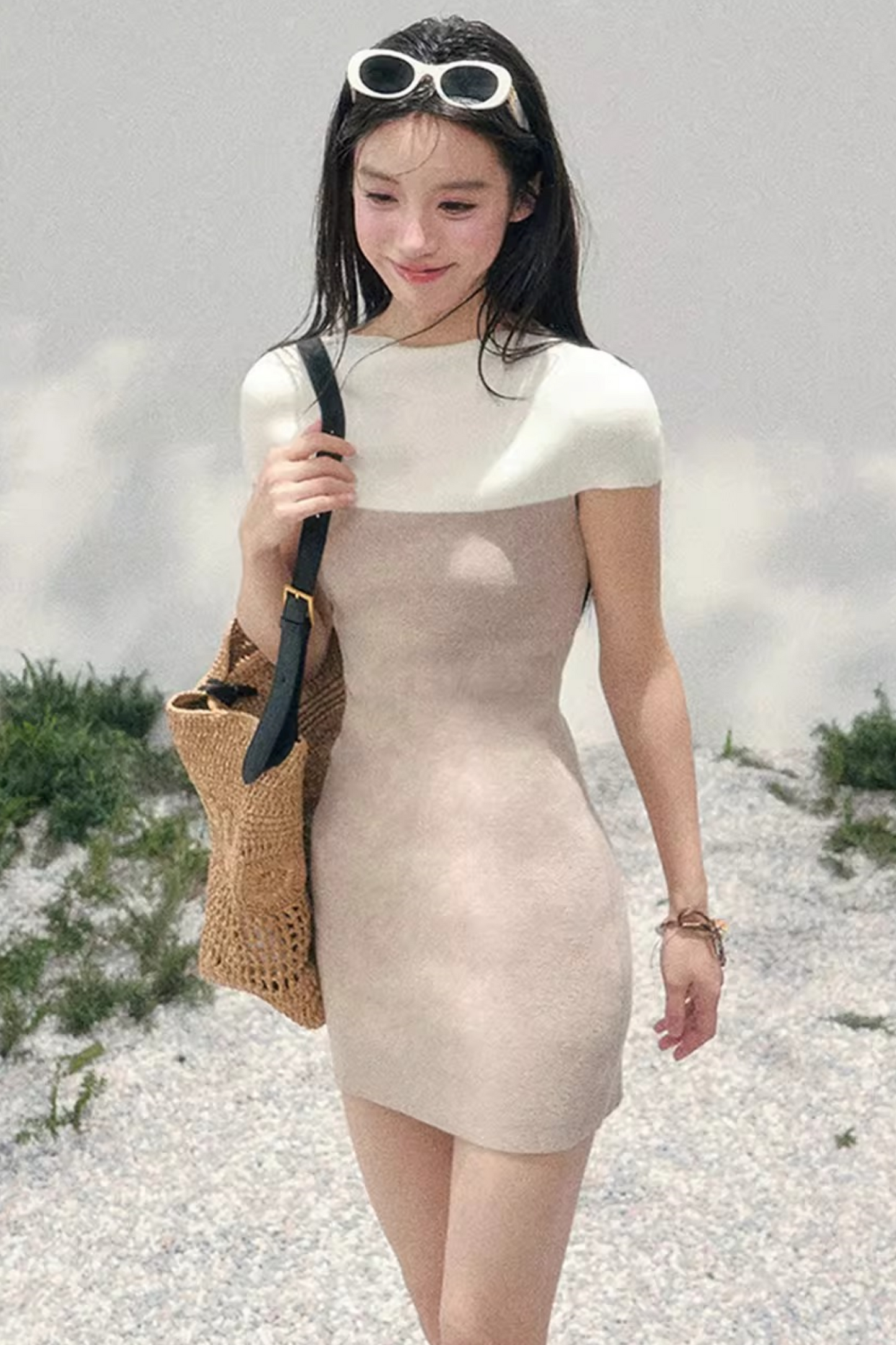 Elegant White Knit Dress