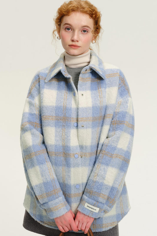 Blue Checked Wool Vintage Jacket