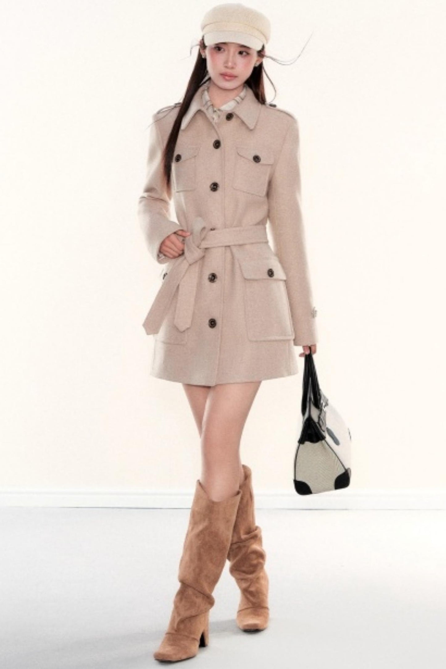 Plaid Waist-Cinching Shirt