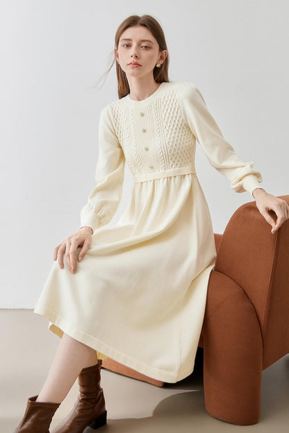 French Knit Sweater Waist Dress