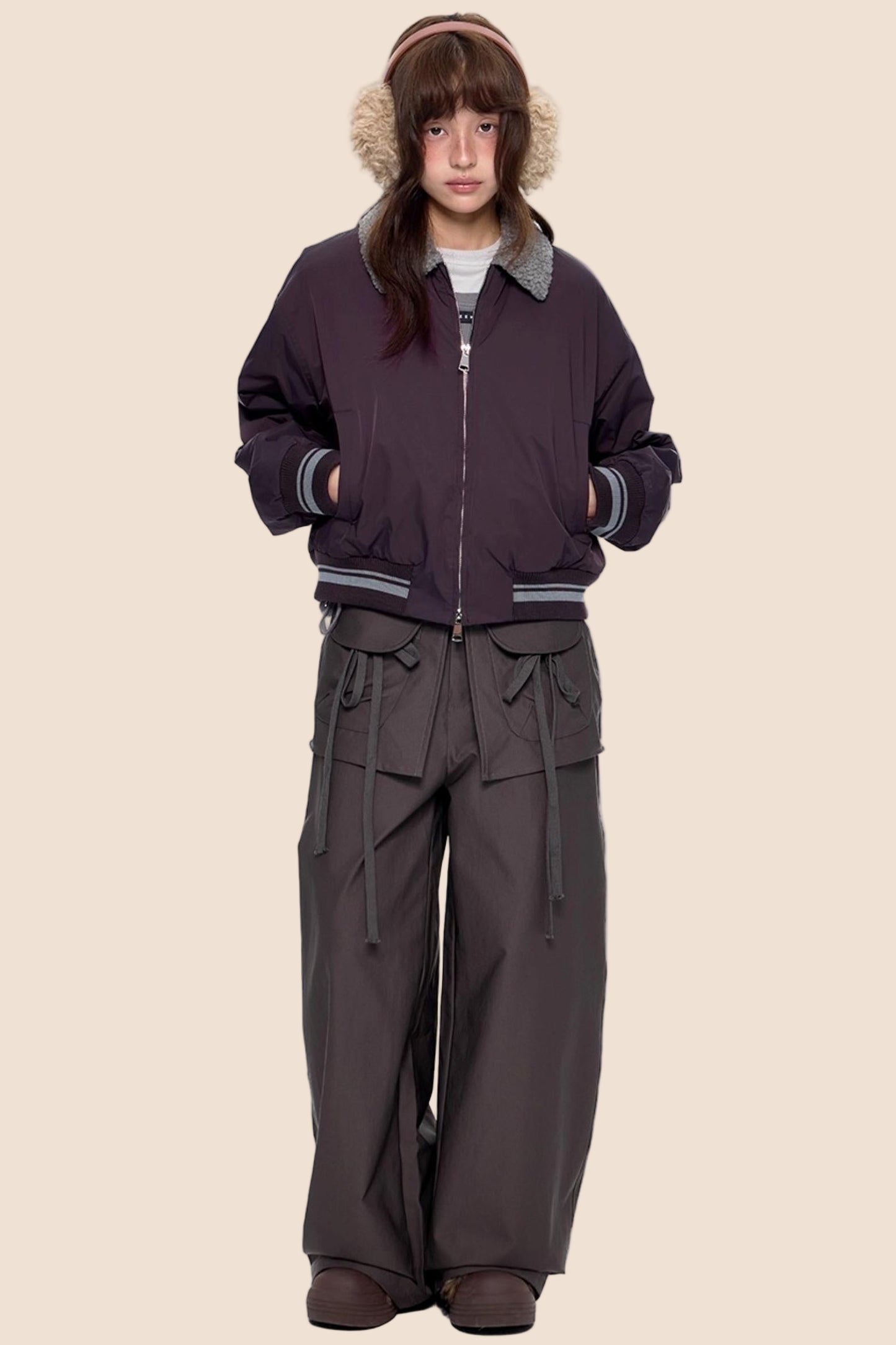 Vintage Woolen Lapel Padded Jacket