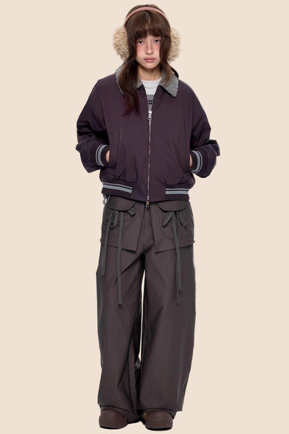 Vintage Woolen Lapel Padded Jacket