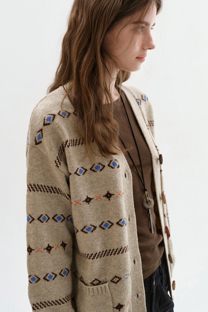 Fano Wool Geometric Cardigan