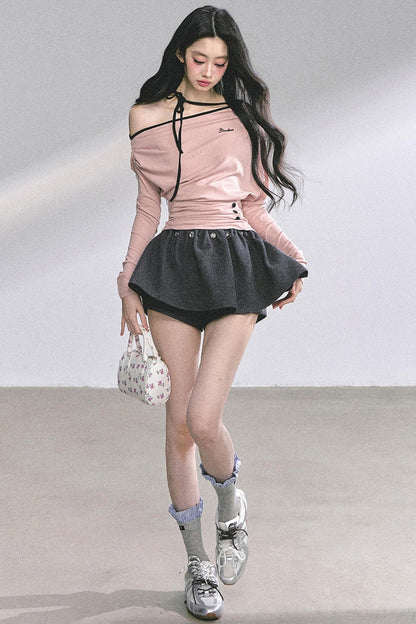 Korean Pink Halterneck Top