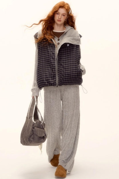 Reversible Plaid Lace Vest