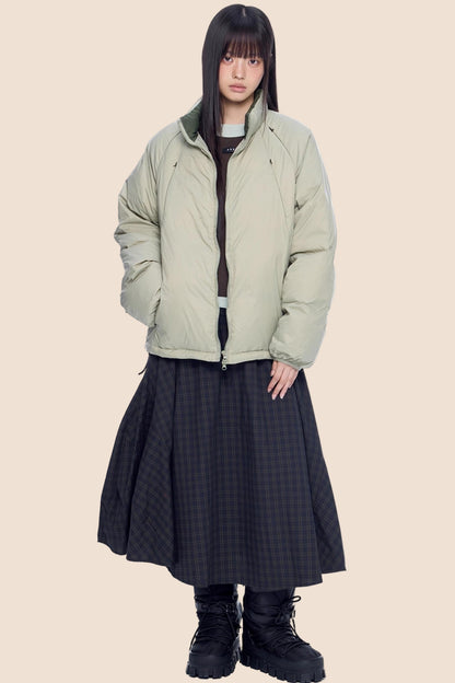 Plaid Retro White Duck Down Jacket