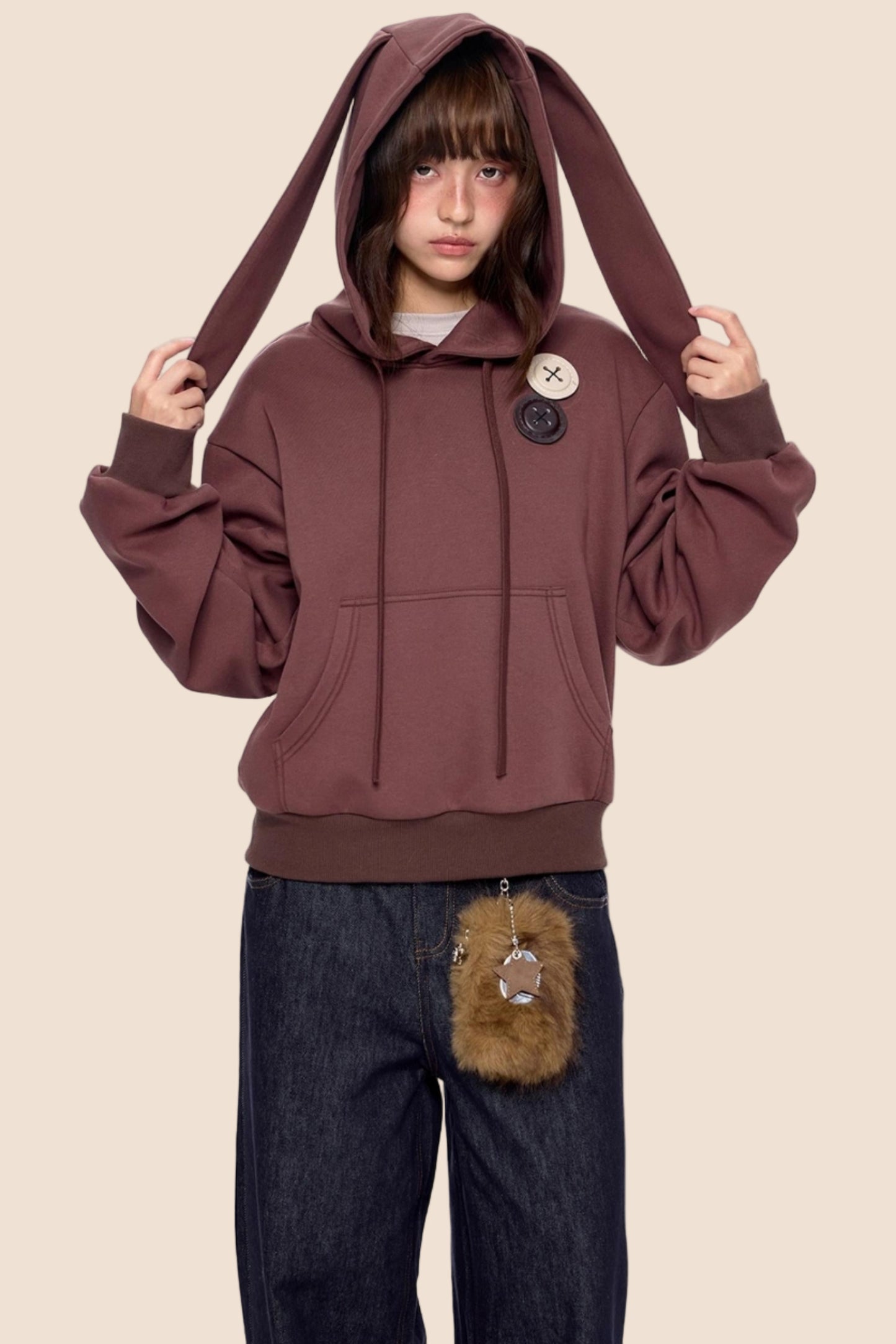 Retro Rabbit Drawstring Hoodie