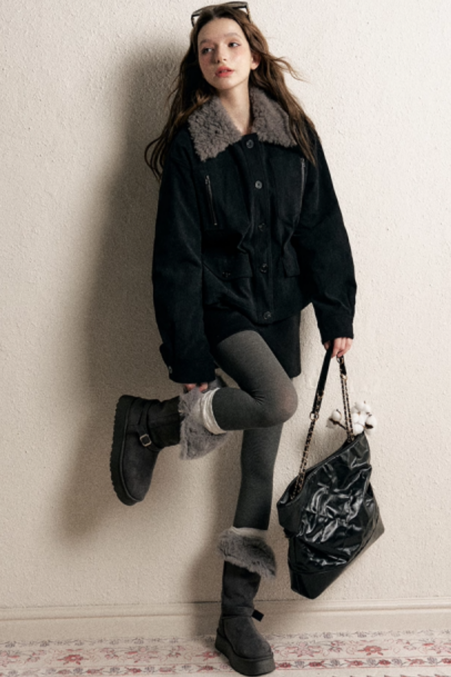 Petite Corduroy Fur Collar Jacket