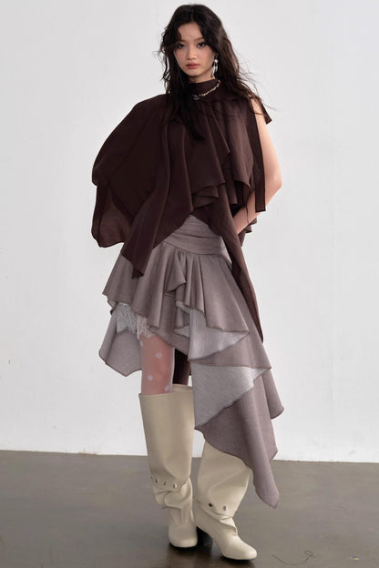 Pleated Linen Lace Skirt