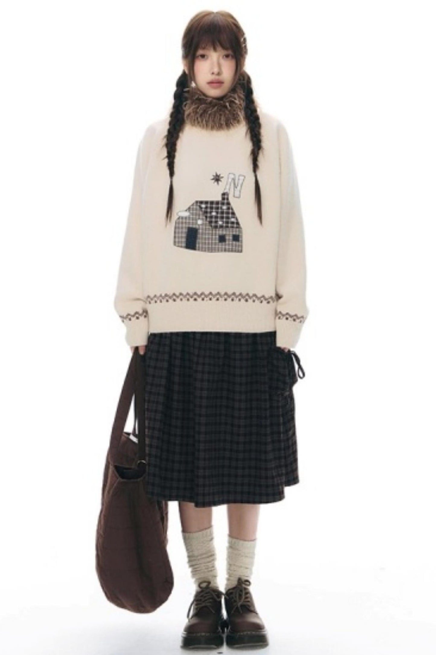 Color Block Embroidery Sweater