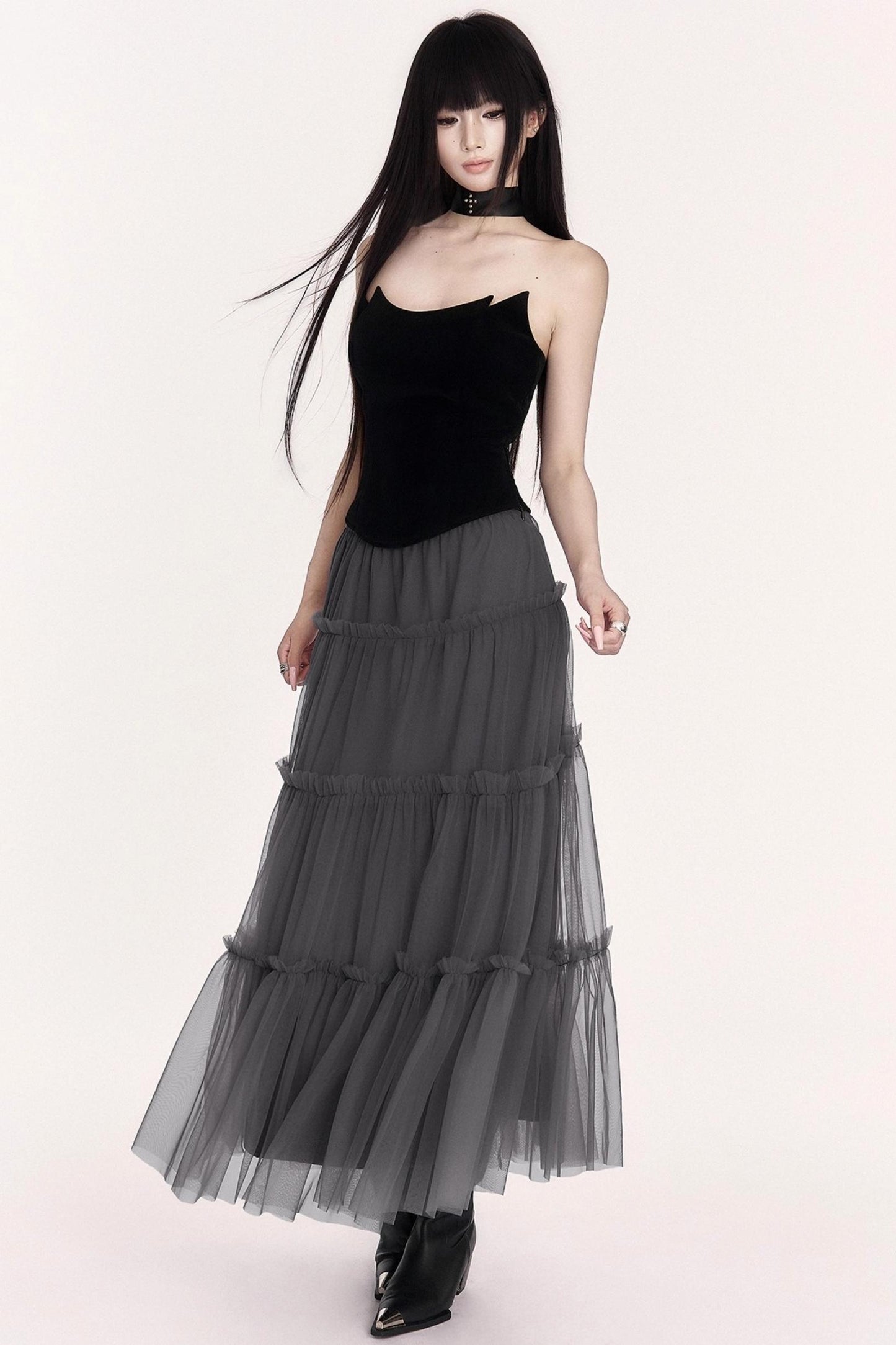 Love Letter Grey Mesh Skirt