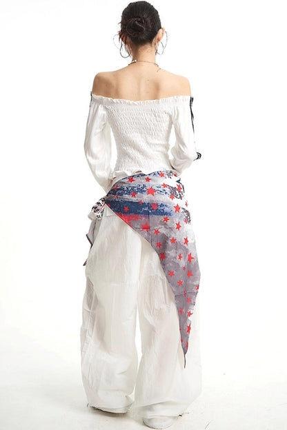 Pleats Elastic Sleeve T-Shirt