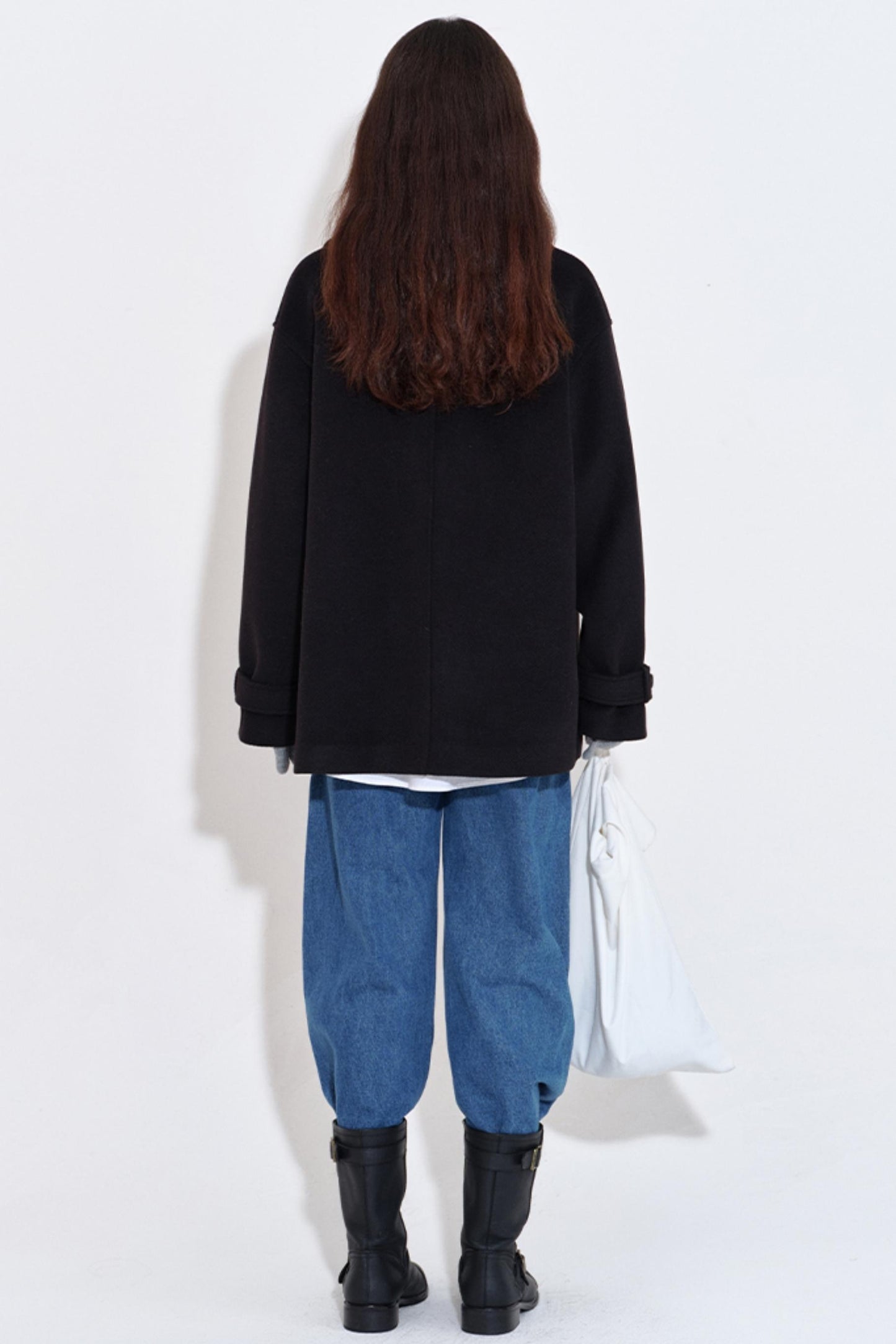 Minimalist Double-Breasted Woolen Coat