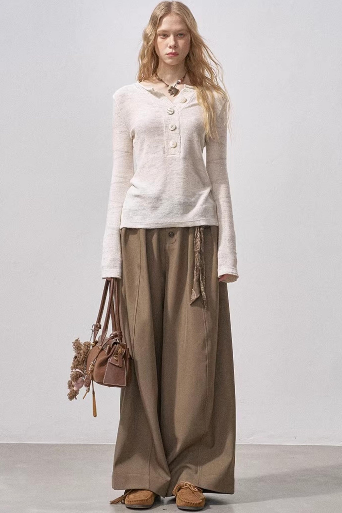 Sequin Henry Collar Knit Sweater