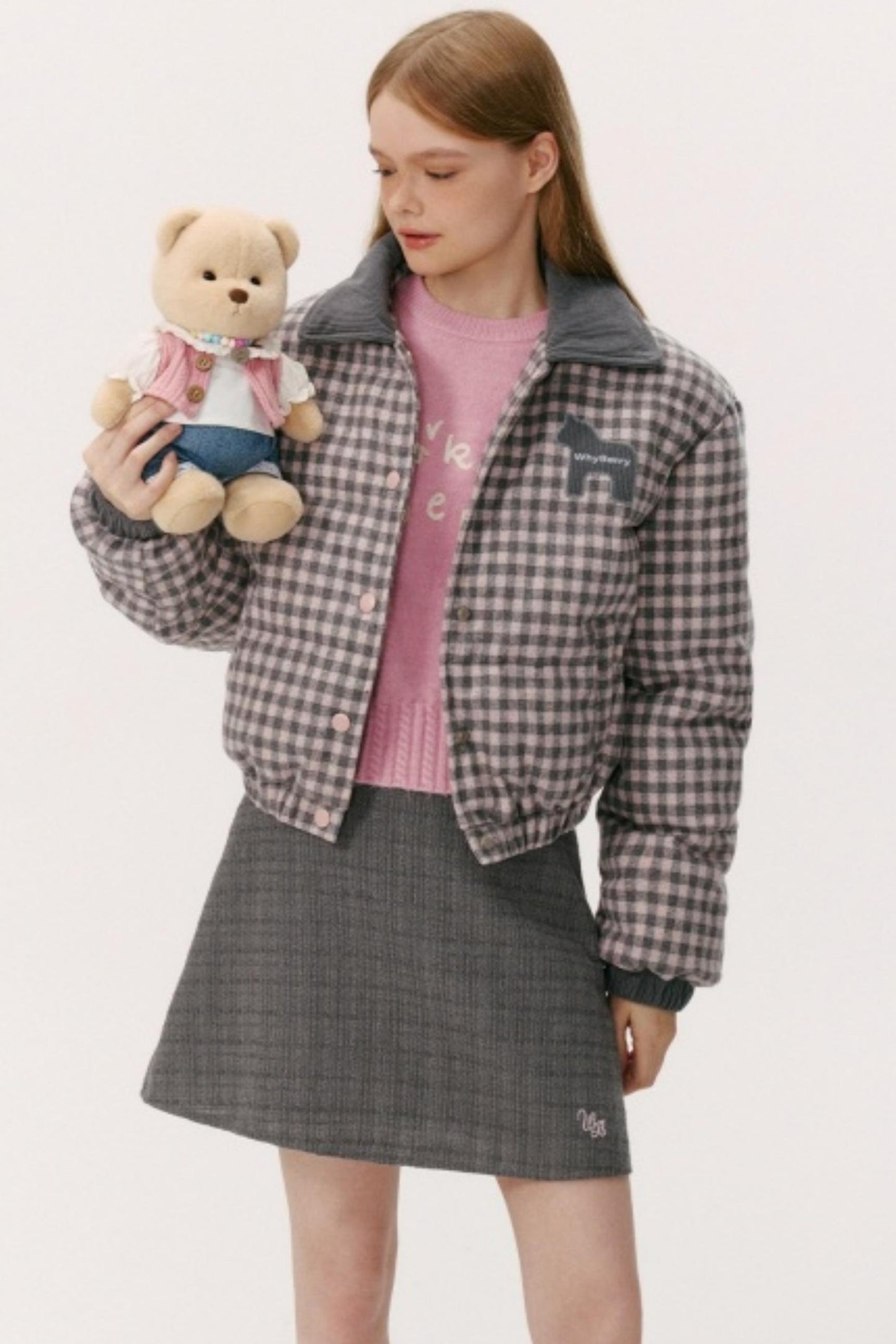 Contrast Plaid Bread Jacket