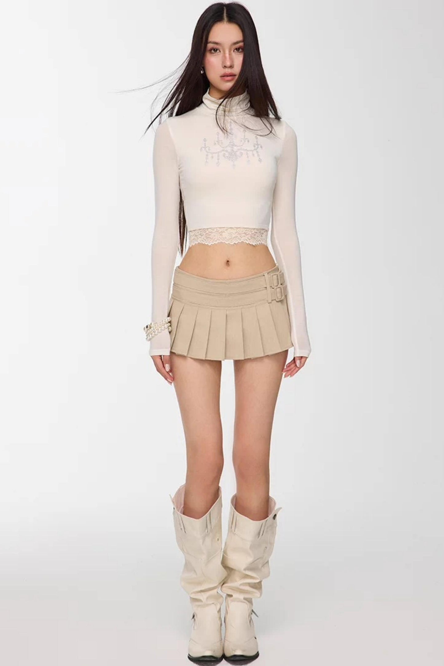 Rhinestone High-Neck Top