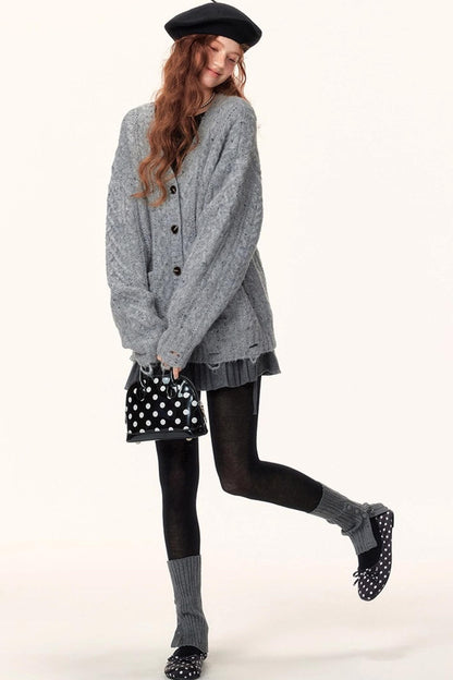 Atmospheric Irregular V-Neck Cardigan