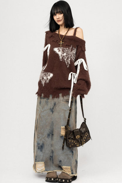 Off-The-Shoulder butterfly Loose Top