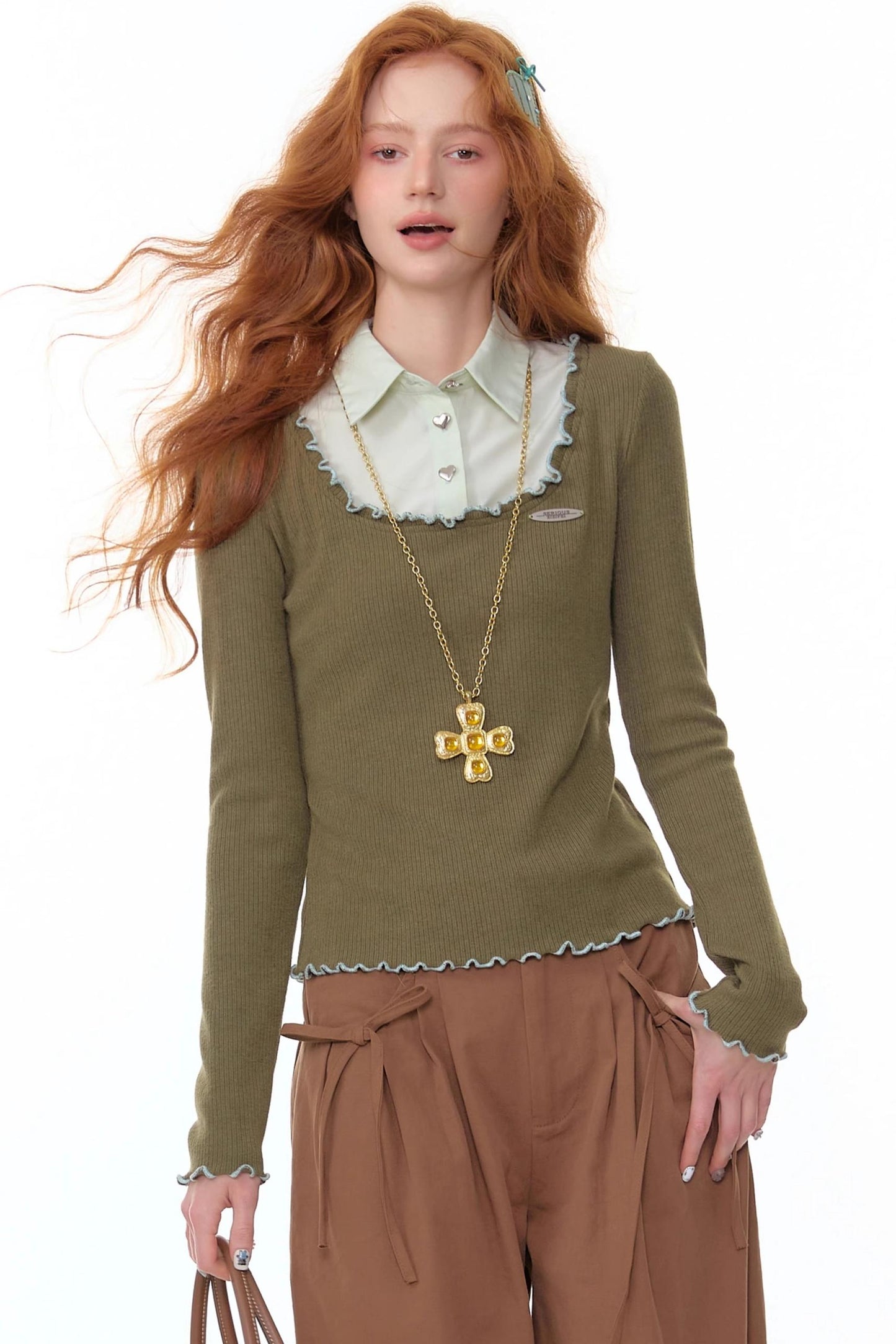 Polo Collar Long Sleeve T-Shirt