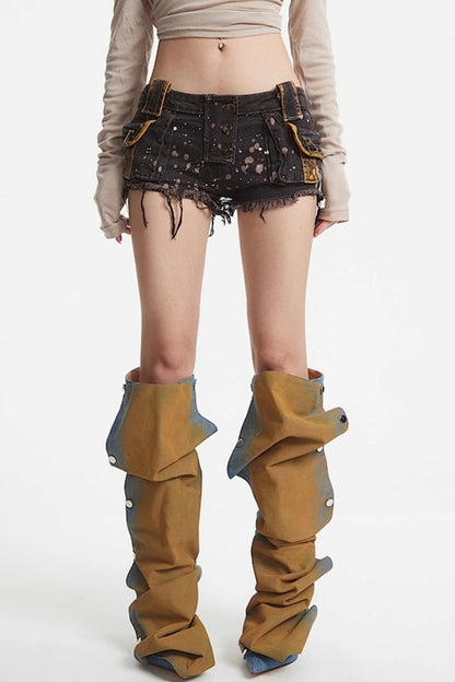 Patchwork Denim Shorts