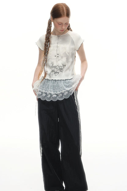 Wide-Leg Lace Summer Sweatpants