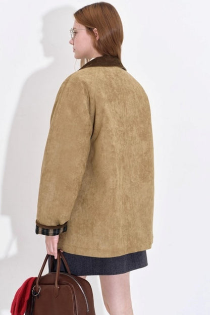 Suede Cotton Plaid Jacket