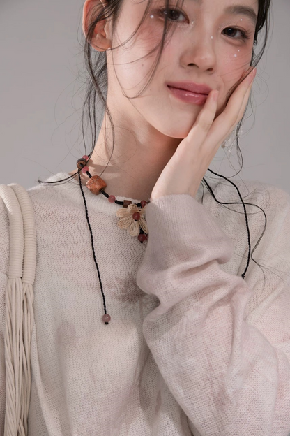 Blusa de Punto Degradado Caqui Rosa