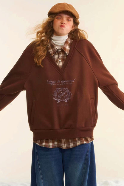 Retro Plaid Patchwork Sweatshirt