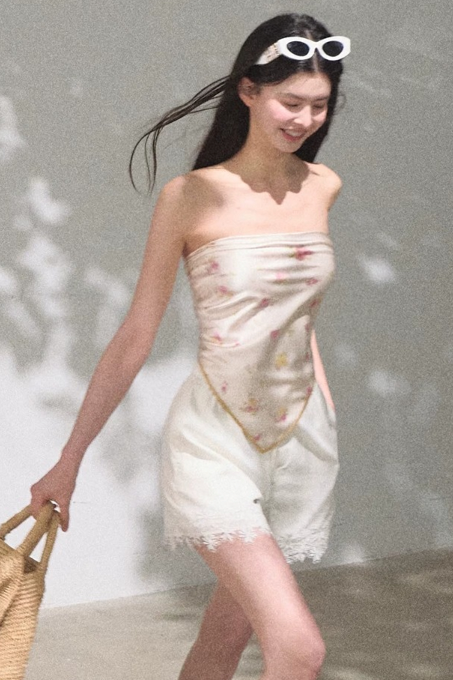 Lyocell-Spitzenhose mit weitem Bein