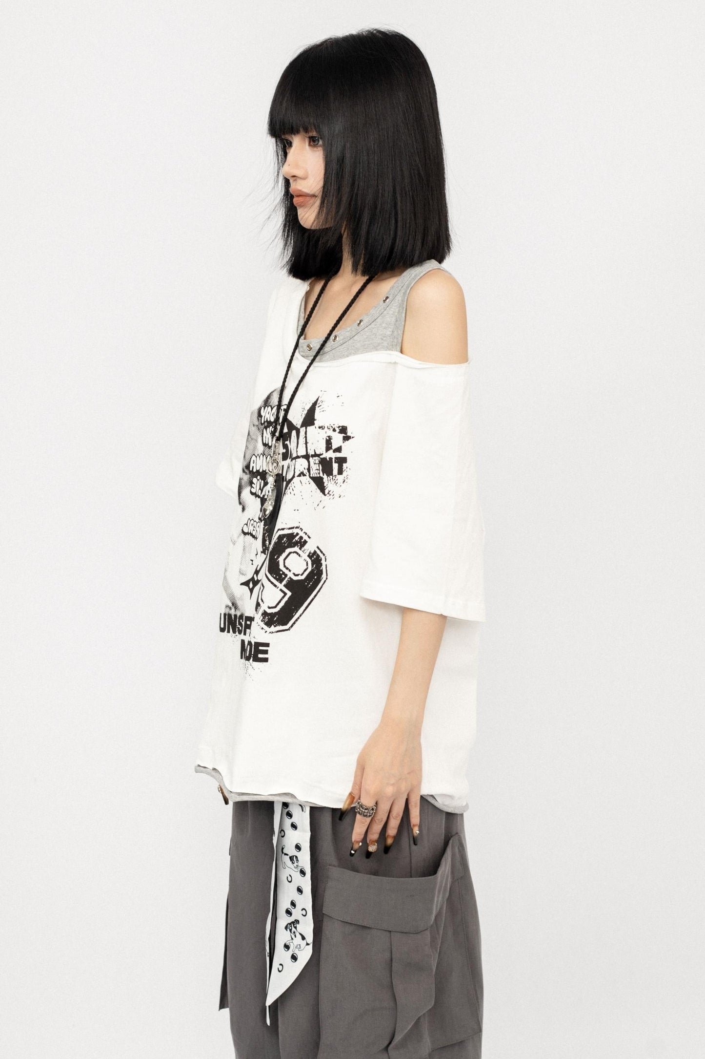 Vintage Off-Shoulder Loose T-Shirt