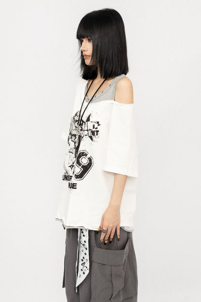 Vintage Off-Shoulder Loose T-Shirt