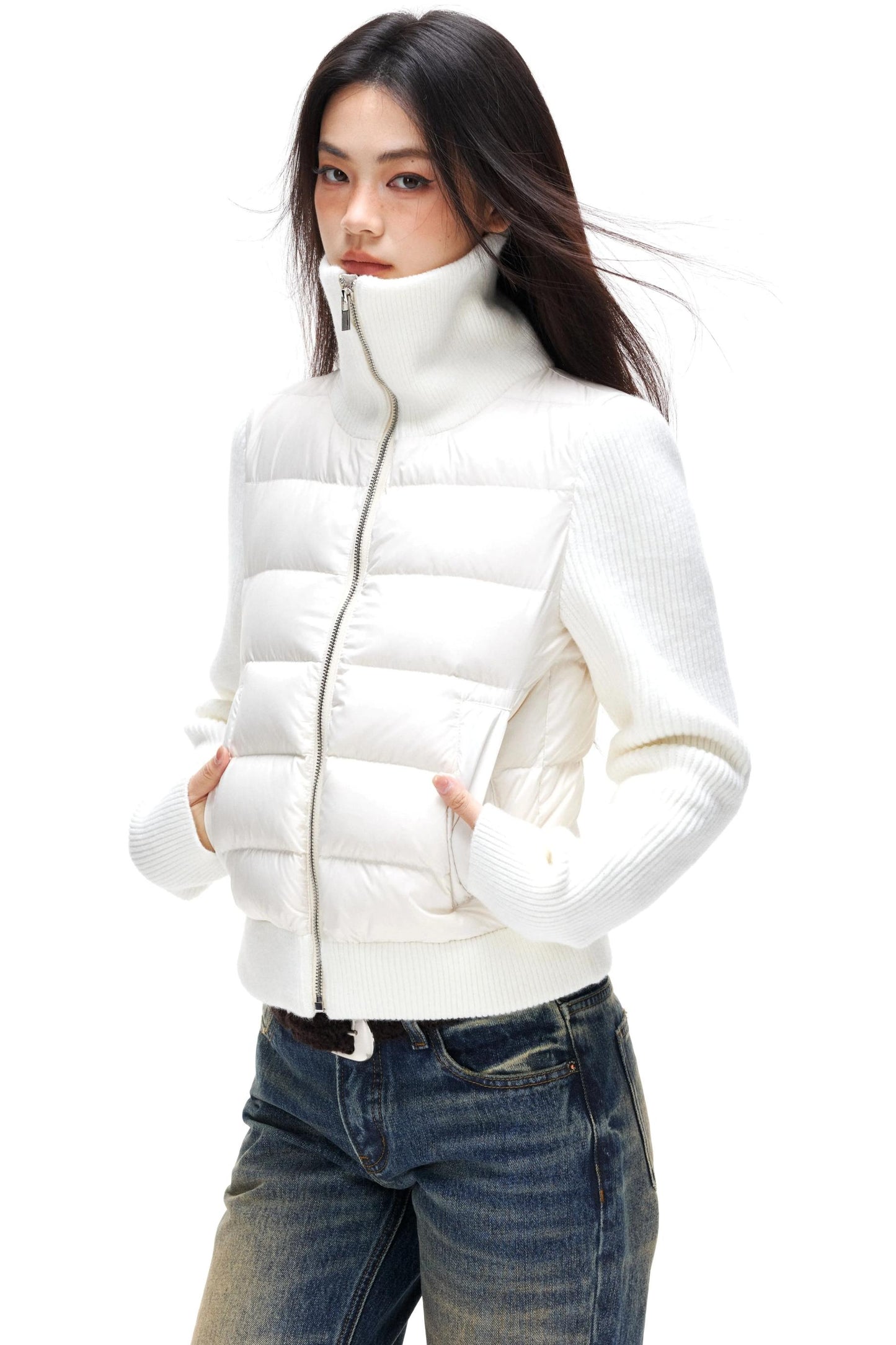 Ribbed Knitted Patchwork Jacket