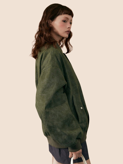 Regular Piece Long Sleeves Green Jacket