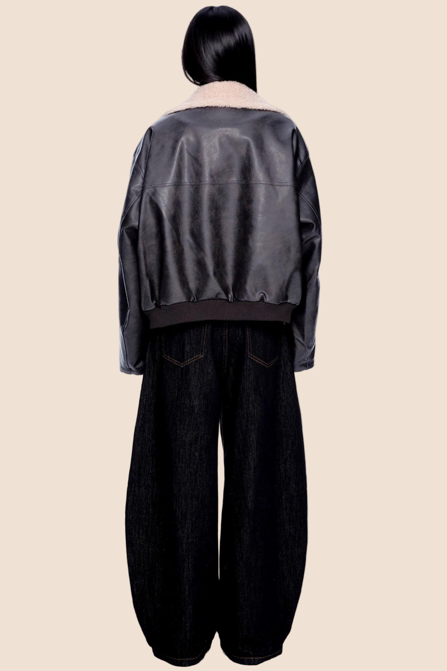 Fur Collar Color-Blocked Jacket