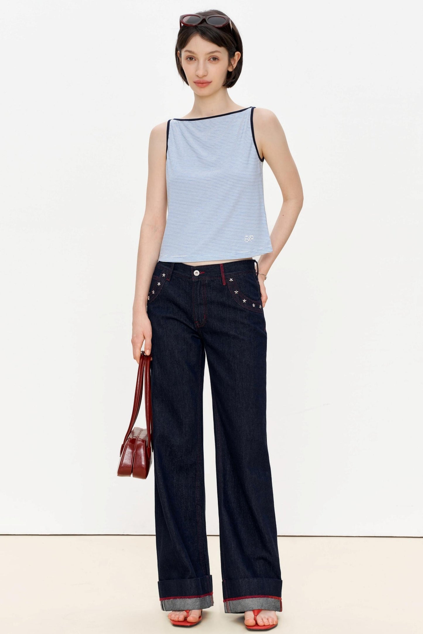 Blue Stripe Asymmetrical Tank