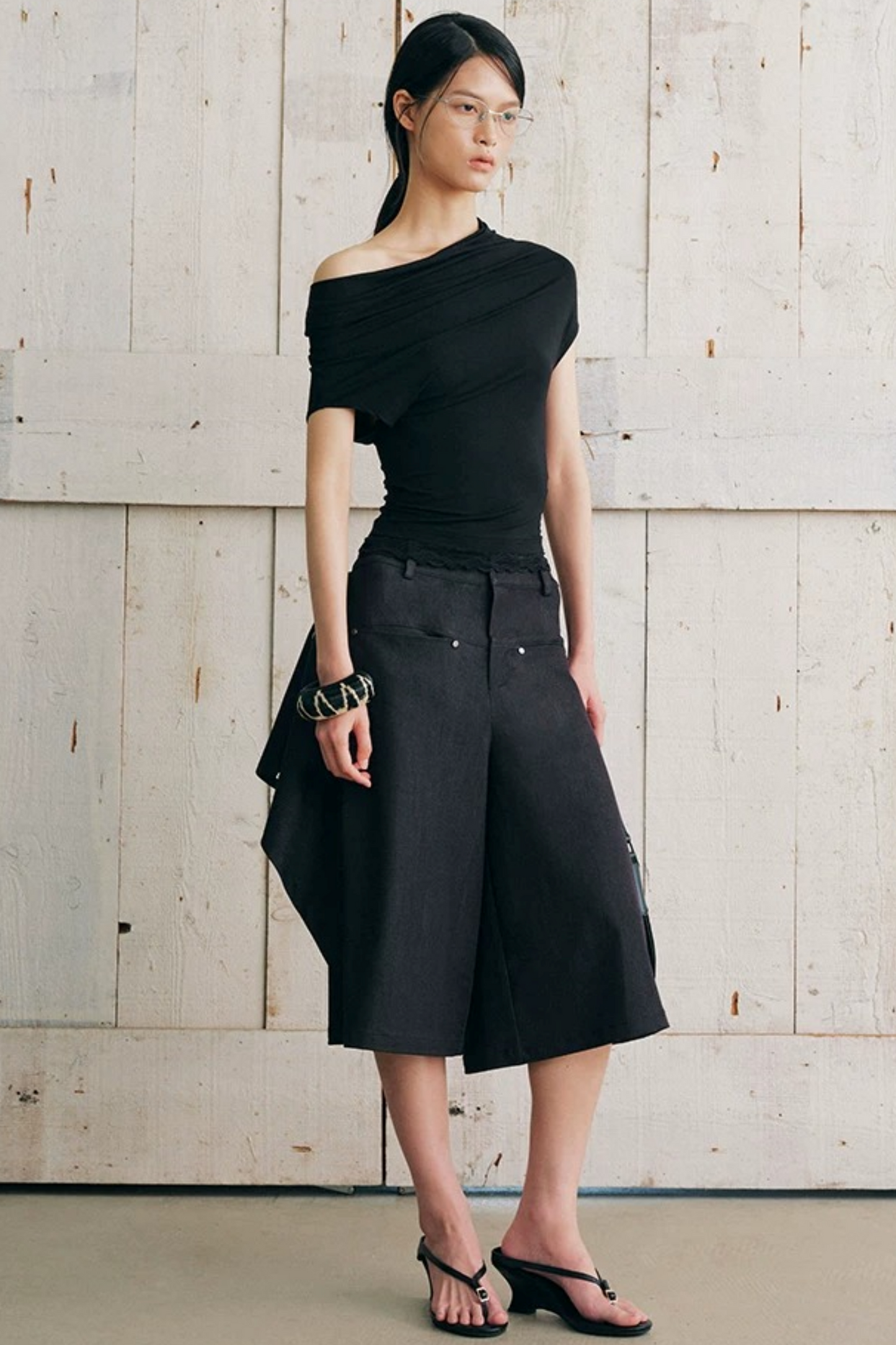 Asymmetrical Overlap Fake Two-Piece Shorts