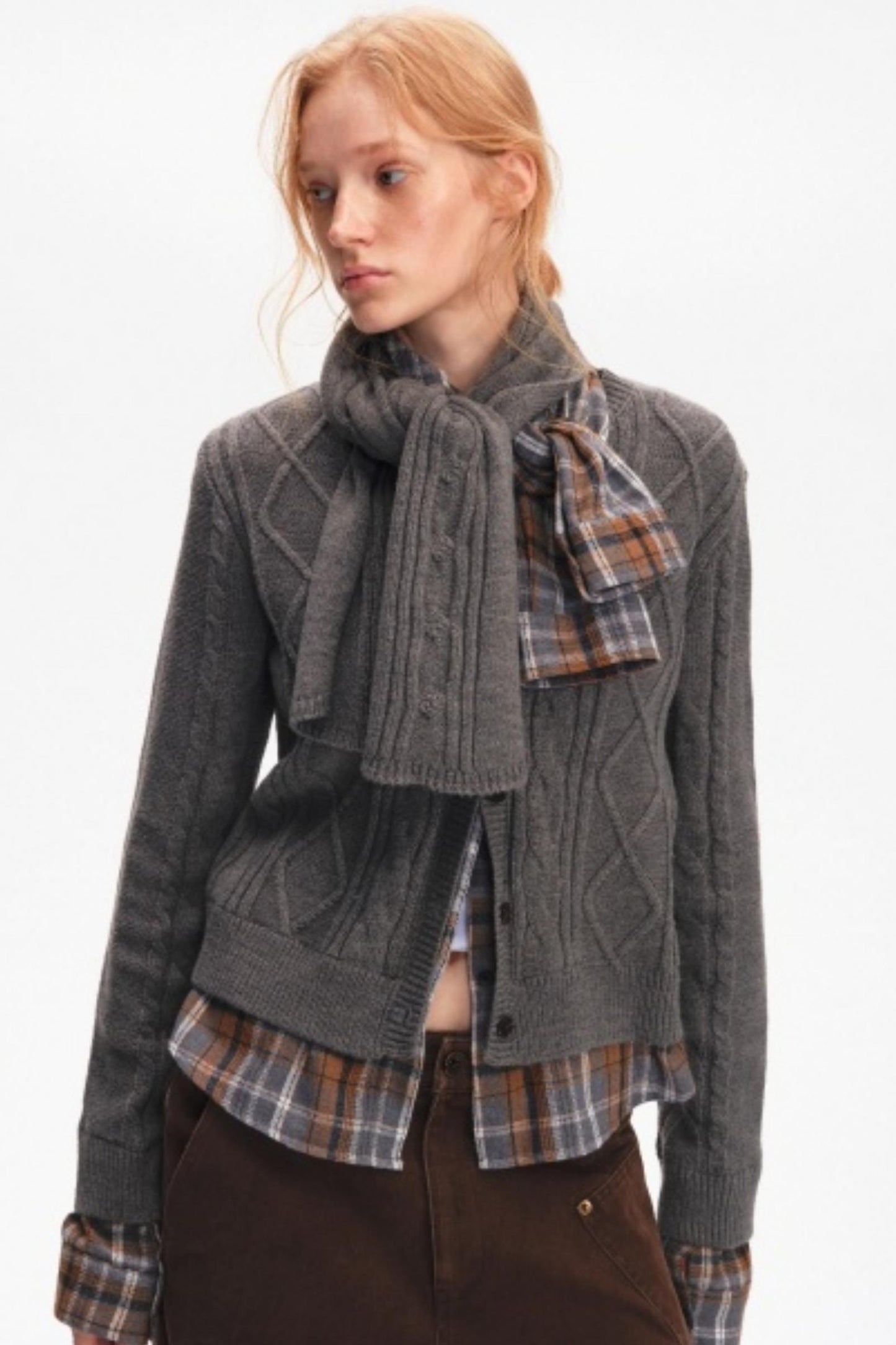 Wool Twist Cardigan Sweater Set-Up