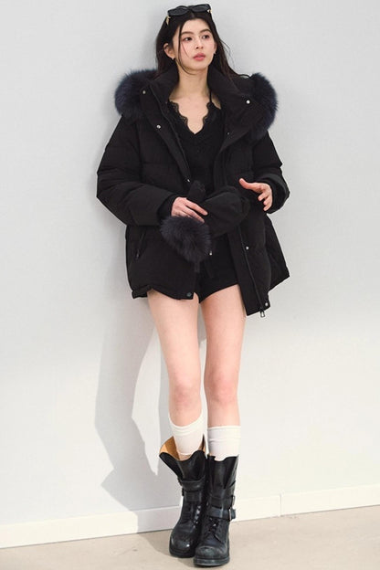 Off-Shoulder Black V-Neck Knit Sweater